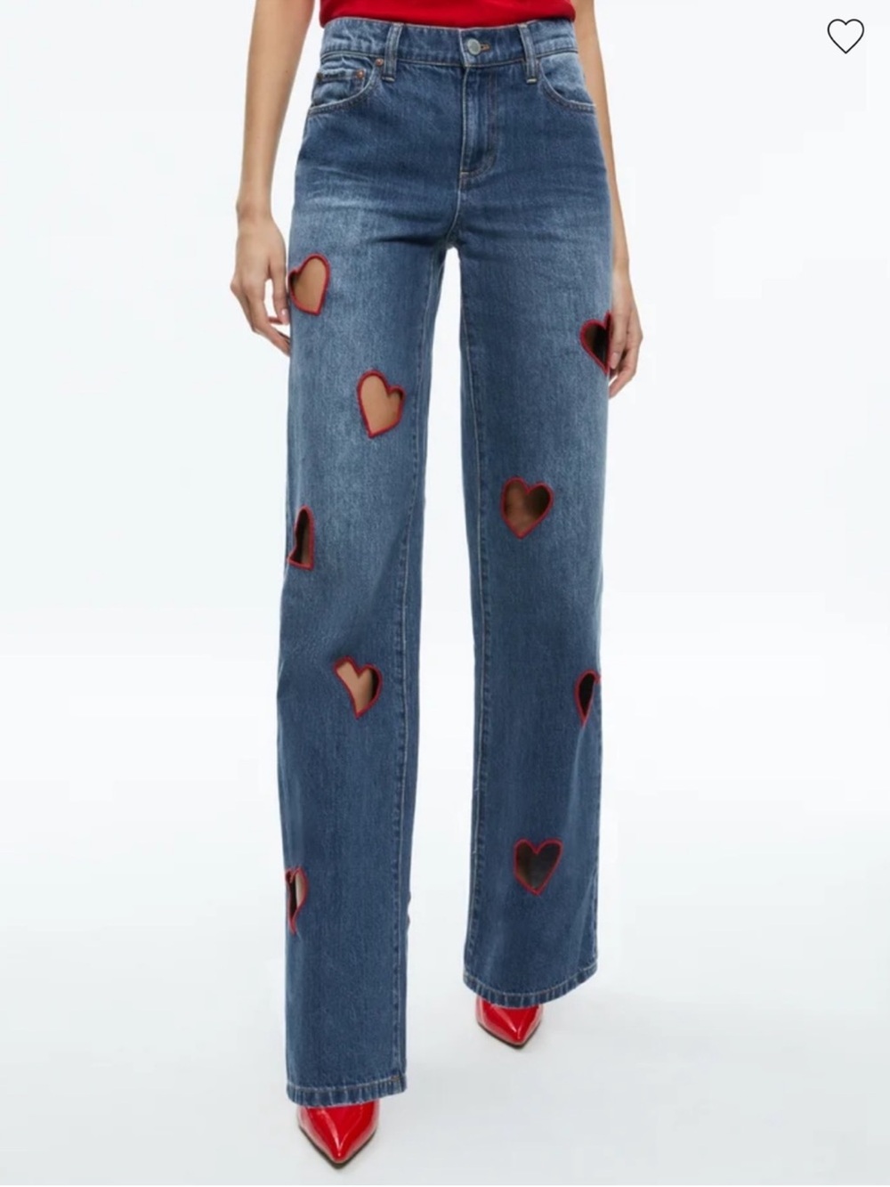 ALICE AND OLIVIA KARRIE HEART CUTOUT JEANS